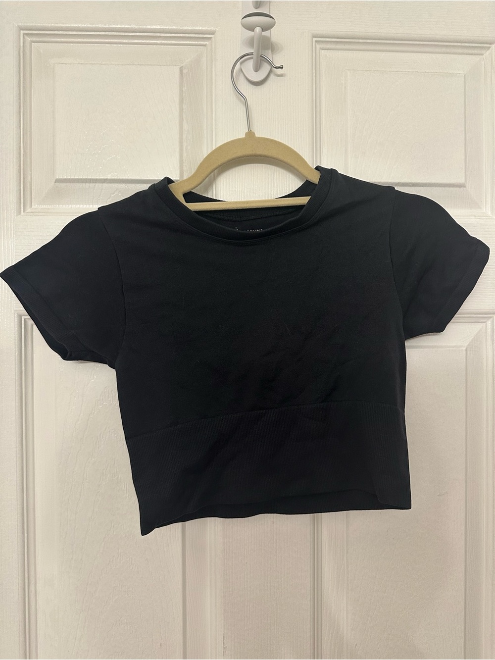 aerie Black Cropped Crew Tee